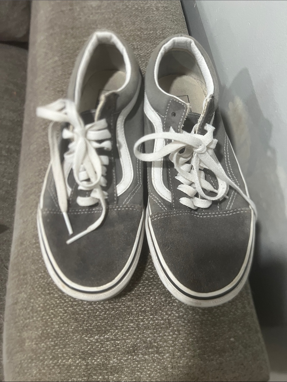 Vans Gray and White Low-Top Suede Skate Sneakers